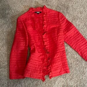 Lafayette 148 New York Vibrant Red Jacket in Size 8 cotton/linen blend